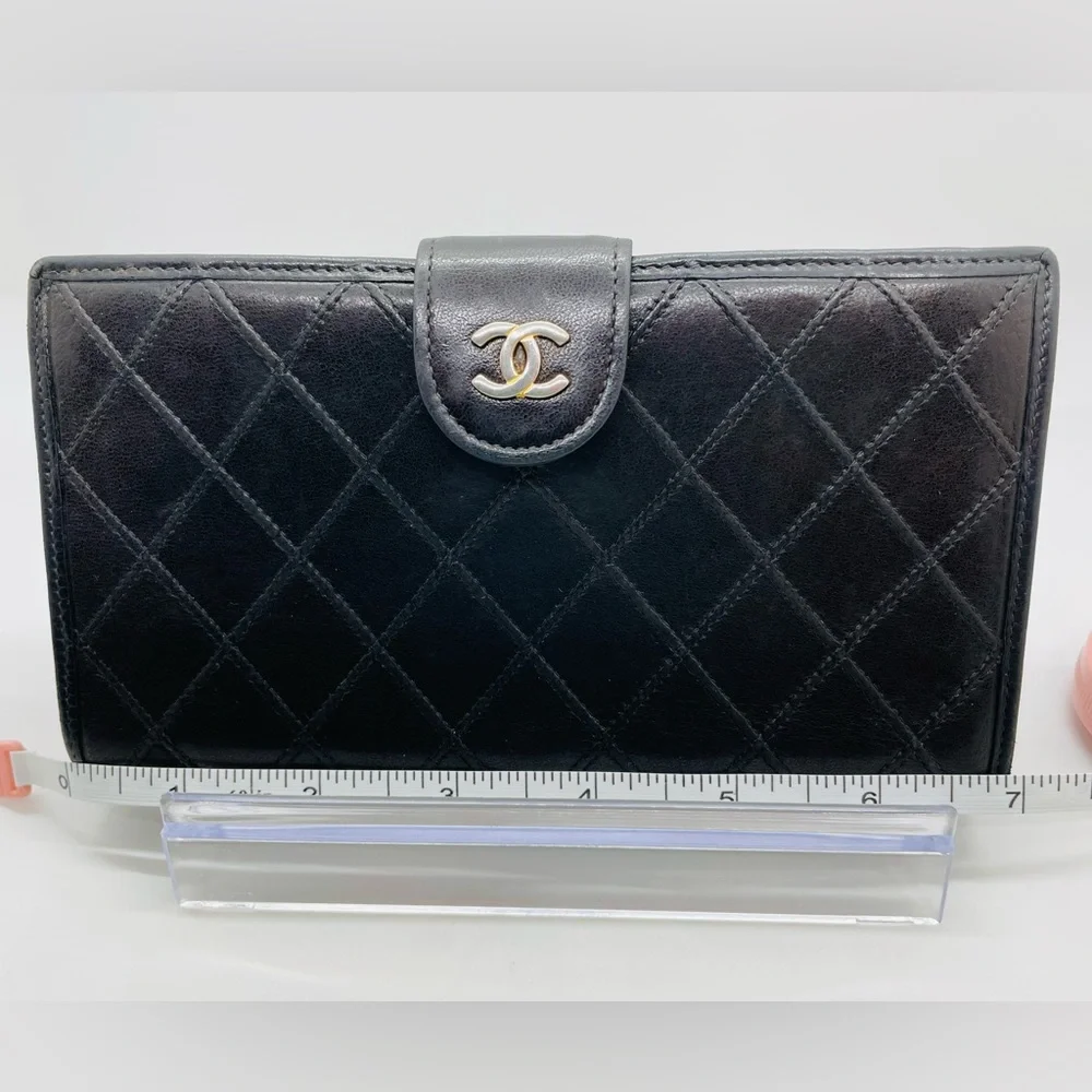 CHANEL Black Quilted Lambskin French Purse Wallet with COA! - Picture 12 of 16